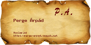 Perge Árpád névjegykártya